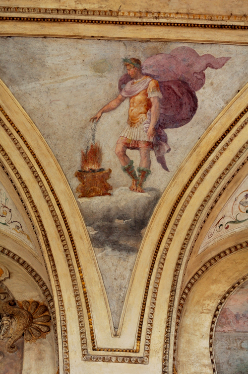 L'imperatore Adriano,  in un pennacchio della Loggia di Paolo III . Photo di Silvana Matozza e Guido Bonacci