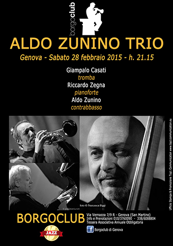 Concerto Aldo Zunino trio, al Borgo club, di genova ( locandina)